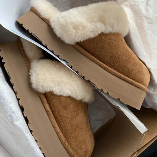 Fur Lined suede mules